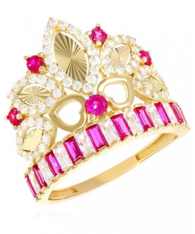 14K Yellow Gold 1.75CTW Simulated Diamond & Ruby Royal Crown Heart Cocktail Ring Ring size: 8.5 $87.38 Rings