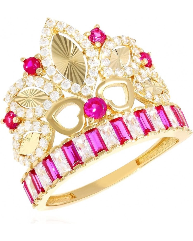 14K Yellow Gold 1.75CTW Simulated Diamond & Ruby Royal Crown Heart Cocktail Ring Ring size: 8.5 $87.38 Rings