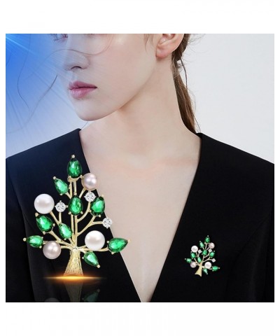 Snowflake Christmas Tree Brooches for Women Rhinestone Freshwater Pearls Brooch Pin 18k Gold-plated Lapel Pin Valentine's Day...