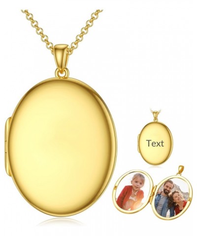 10K 14K 18K Solid Gold/Plated Gold Oval Locket That Holds Multi Pictures Personalized Oval Sunflower/Starburst/Rose Locket Ne...