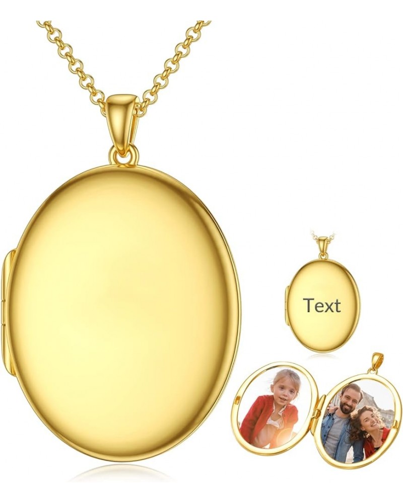 10K 14K 18K Solid Gold/Plated Gold Oval Locket That Holds Multi Pictures Personalized Oval Sunflower/Starburst/Rose Locket Ne...