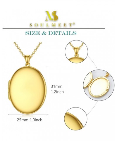 10K 14K 18K Solid Gold/Plated Gold Oval Locket That Holds Multi Pictures Personalized Oval Sunflower/Starburst/Rose Locket Ne...