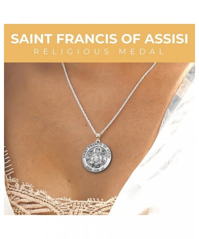 St Francis of Assisi Miraculous Medal - Sterling Silver Religious Pendant - Patron Saint - Beautifully Crafted Jewelry by Pic...