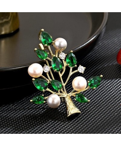 Snowflake Christmas Tree Brooches for Women Rhinestone Freshwater Pearls Brooch Pin 18k Gold-plated Lapel Pin Valentine's Day...