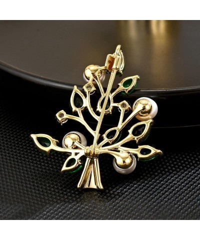 Snowflake Christmas Tree Brooches for Women Rhinestone Freshwater Pearls Brooch Pin 18k Gold-plated Lapel Pin Valentine's Day...