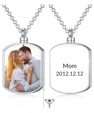 Personalized Photo Urn Necklace for Ashes, 10k 14k 18k White Gold Locket Ashes Necklace with Picture, Memorial Keepsake Crema...