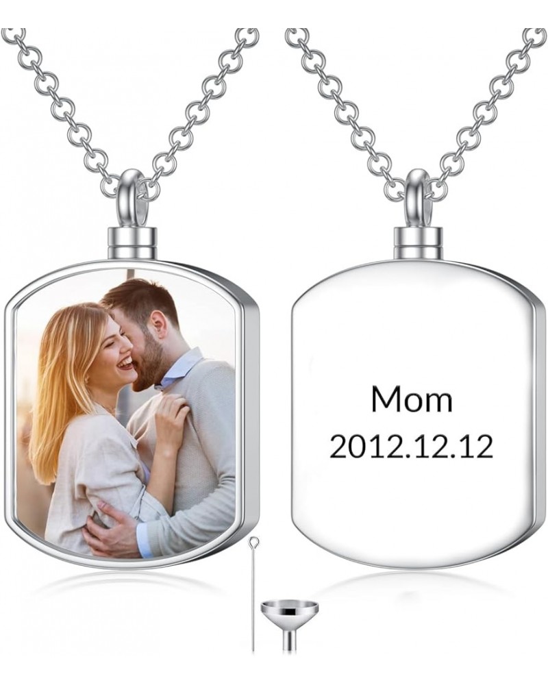 Personalized Photo Urn Necklace for Ashes, 10k 14k 18k White Gold Locket Ashes Necklace with Picture, Memorial Keepsake Crema...