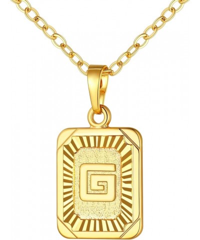 Monogram Necklace A-Z 26 Letters Pendants 18K Gold/Platinum Plated Square Capital Initial Necklaces for Women Men, Resizable ...