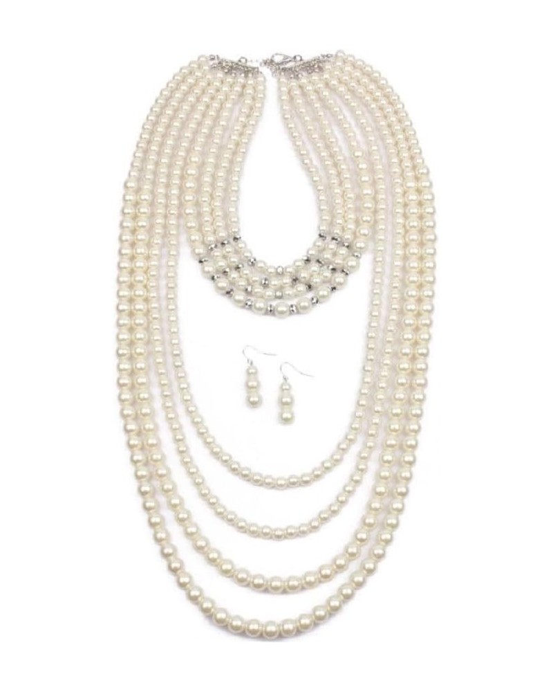 Vintage 1920s Fashion Faux Pearls Beads Long Multi-layer Necklace Pearles necklace set 6 $16.80 Necklaces