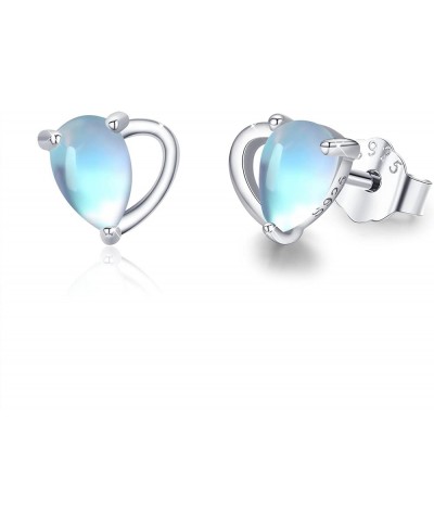 Heart Moonstone Earrings/Necklace Sterling Silver Heart Moonstone 6mm Stud Earrings Hypoallergenic Heart Moonstone Necklace/S...