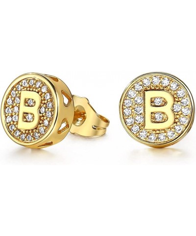 A-Z Initial Letter Stud Earrings Personal Gift for Girls Women Gold Plated Alphabet CZ Stud Earrings Vanlentine's Jewelry B $...