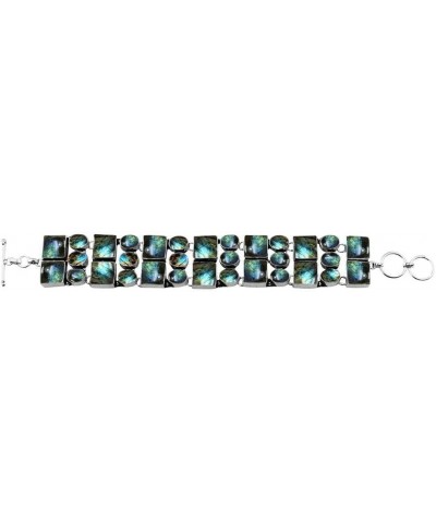 80.95 Cts South Western Native American Style Natural Gemstones Toggle Bracelet For Women, Handmade Birthstone Bracelet For W...