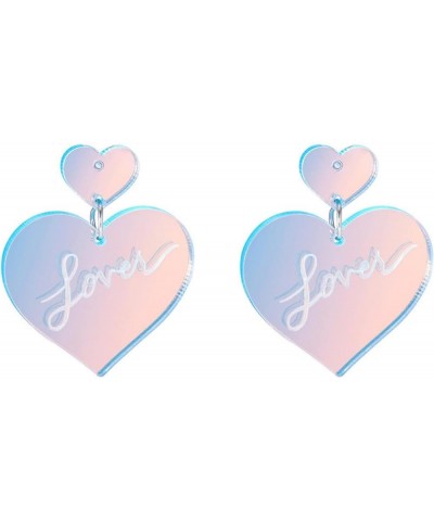 Love heart Shaped Earrings Shiny Love Dangle Earrings Acrylic Love Heart Earrings Concert Jewelry Gifts for Music Fans A $6.3...