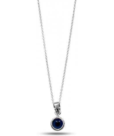 Sterling Silver Greek Key Evil Eye Pendant 18.0 Inches $25.76 Pendants