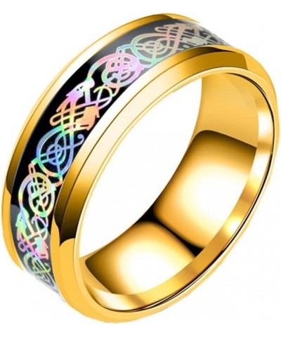 Unisex Carbide Fiber Celtic Dragon Spinner Ring Stainless Steel Wedding Spins Band Non rotatable Gold Rainbow $9.08 Bracelets