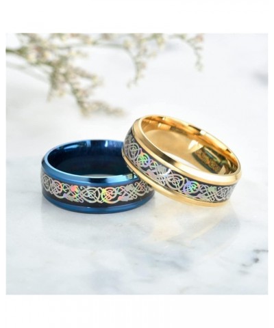 Unisex Carbide Fiber Celtic Dragon Spinner Ring Stainless Steel Wedding Spins Band Non rotatable Gold Rainbow $9.08 Bracelets