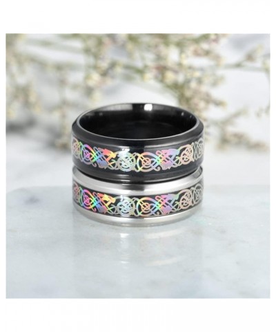 Unisex Carbide Fiber Celtic Dragon Spinner Ring Stainless Steel Wedding Spins Band Non rotatable Gold Rainbow $9.08 Bracelets