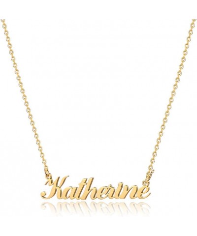 Gold Custom Name Necklace Personalized - 18K Gold Plated Personalized Name Necklaces for Women Girls Kids Teens, Plate Monogr...