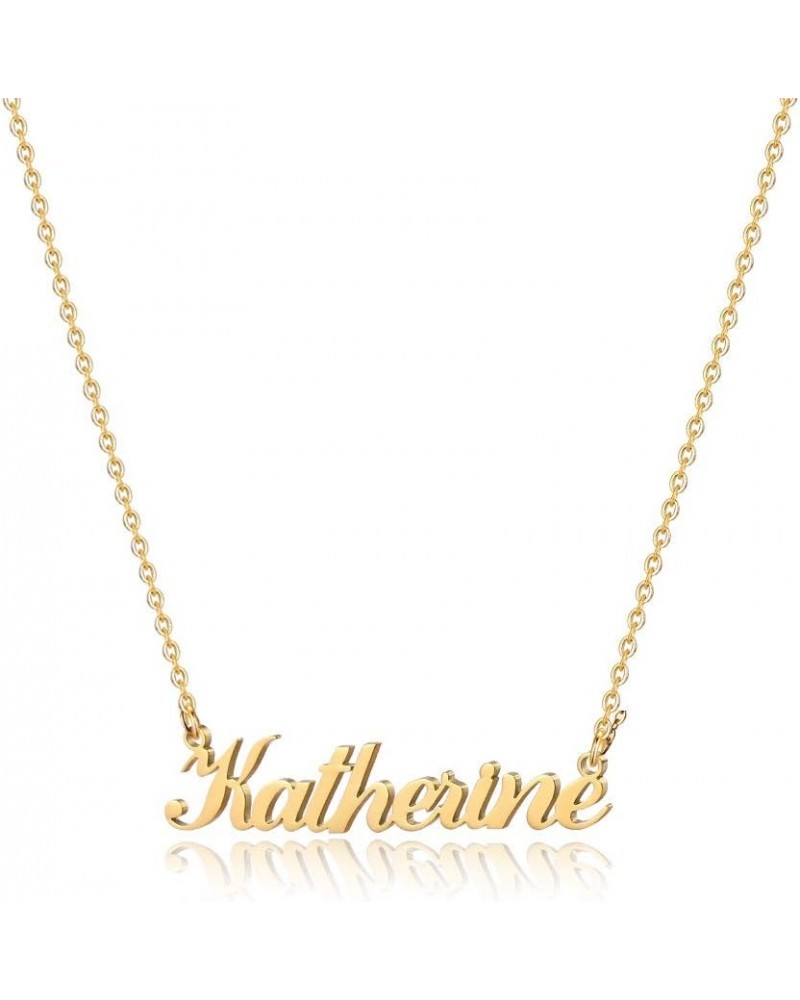 Gold Custom Name Necklace Personalized - 18K Gold Plated Personalized Name Necklaces for Women Girls Kids Teens, Plate Monogr...