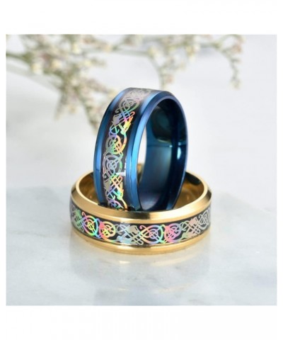 Unisex Carbide Fiber Celtic Dragon Spinner Ring Stainless Steel Wedding Spins Band Non rotatable Gold Rainbow $9.08 Bracelets