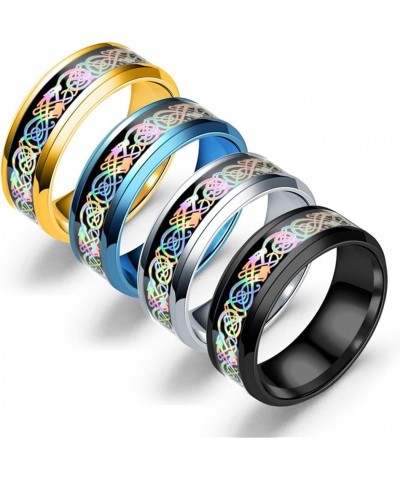 Unisex Carbide Fiber Celtic Dragon Spinner Ring Stainless Steel Wedding Spins Band Non rotatable Gold Rainbow $9.08 Bracelets