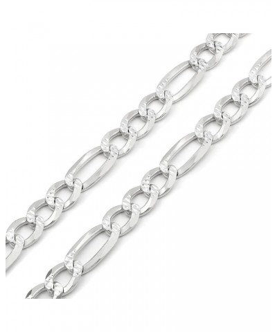 925 Italian Sterling Silver 2.5mm - 10.5mm Solid Figaro Diamond Cut Chain, ITProLux Pave Link Necklace or Bracelet 8.5mm $17....