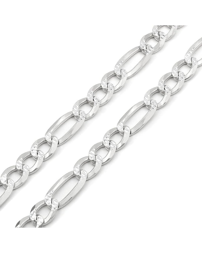 925 Italian Sterling Silver 2.5mm - 10.5mm Solid Figaro Diamond Cut Chain, ITProLux Pave Link Necklace or Bracelet 8.5mm $17....