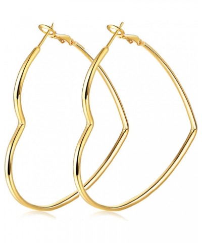 Hoop Earrings, Fashion Jewelry Statement Large Geometric Heart Hoop Earrings for Women Gift H gold-2in $8.83 Earrings