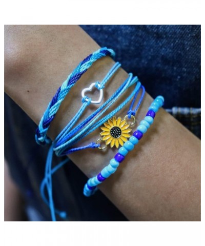 4 pieces Summer Surf Anklet Bracelet Adjustable Chain Braided Rope Bracelet Sunflower Friendship Bracelet Beach Surf Jewelry ...