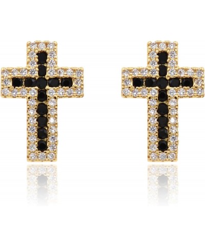 Cross Earrings for Women Girls - Green Pink Black Blue Small Cross Stud Earrings Colorful Studs Earring Jewelry Black $8.64 E...