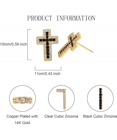 Cross Earrings for Women Girls - Green Pink Black Blue Small Cross Stud Earrings Colorful Studs Earring Jewelry Black $8.64 E...