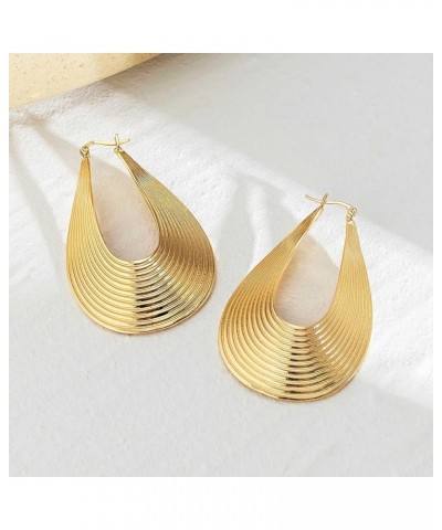 Large Teardrop Earrings Gold Plated Oval Hoop Earrings Big Statement Geometric Waterdrop Earrings Jewelry for Women and Girls...