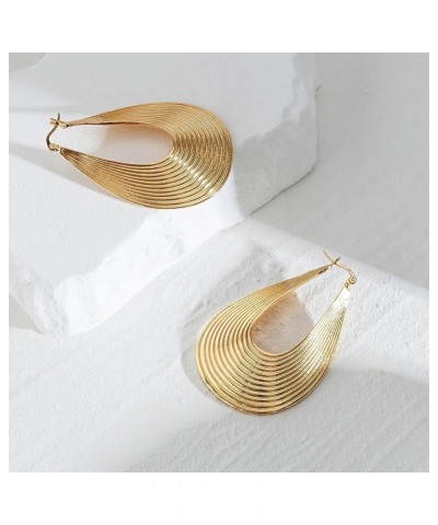 Large Teardrop Earrings Gold Plated Oval Hoop Earrings Big Statement Geometric Waterdrop Earrings Jewelry for Women and Girls...