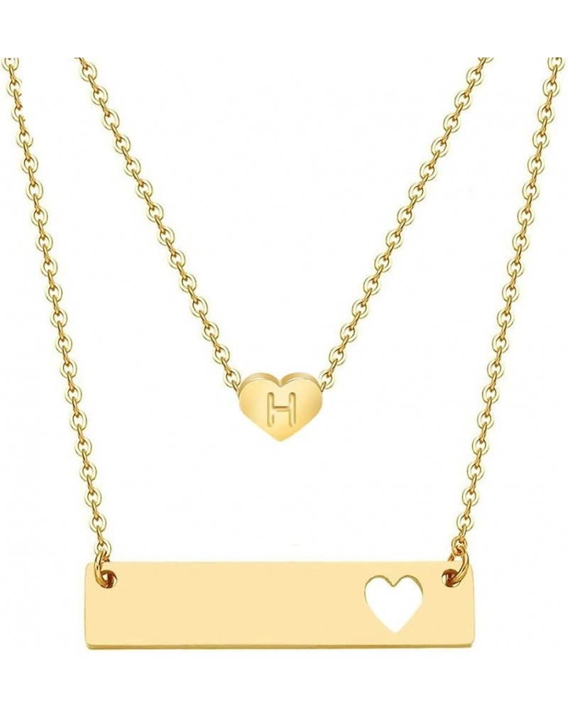 Mother Daughter Necklace Set Initial Heart Necklace Name Necklace Mothers Day Gifts for Mom Daughter Heart-H $9.34 Necklaces