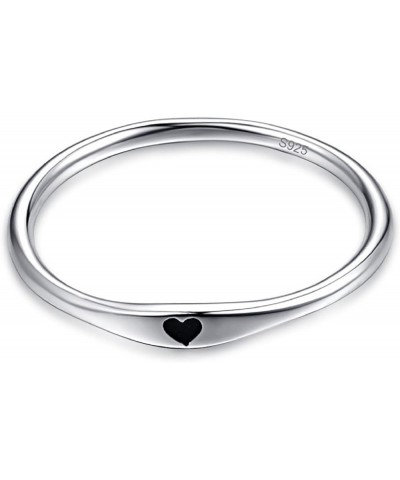 925 Sterling Silver Simple Carve Heart Wedding Band Stackable Promise Ring for Her Size 5-10 7 1 PCS A-Silver-Black $10.59 Rings