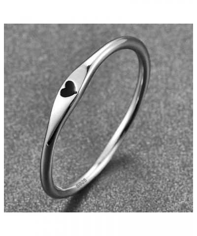 925 Sterling Silver Simple Carve Heart Wedding Band Stackable Promise Ring for Her Size 5-10 7 1 PCS A-Silver-Black $10.59 Rings