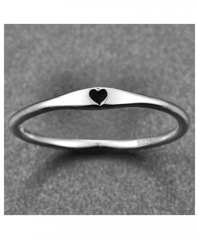 925 Sterling Silver Simple Carve Heart Wedding Band Stackable Promise Ring for Her Size 5-10 7 1 PCS A-Silver-Black $10.59 Rings