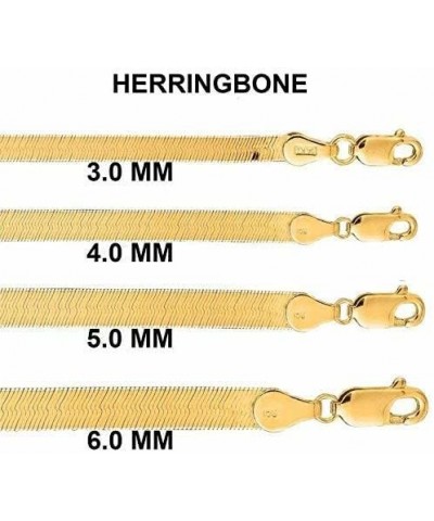 14K SOLID Yellow Gold 3mm or 4mm or 5mm or 6mm Shiny Imperial Herringbone Chain Necklace or Bracelet for Pendants and Charms ...