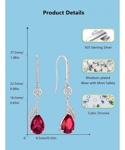 925 Sterling Silver Teardrop Elegant Wedding Bridal Chandelier Drop Dangle Earrings for Women Cubic Zirconia Birthstone for H...