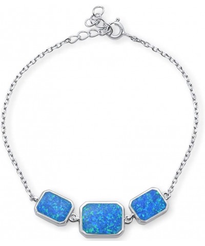 White Opal .925 Sterling Silver Bracelet 6"+1" Ext Created Blue Opal $15.90 Bracelets