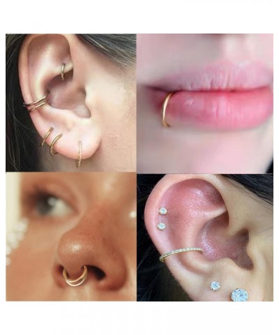 MOQOKAKA16G 18G 20G Surgical Steel Nose Septum Rings Hoops - Stainless Steel Segment Nose Rings Hoop Helix Cartilage Clicker ...