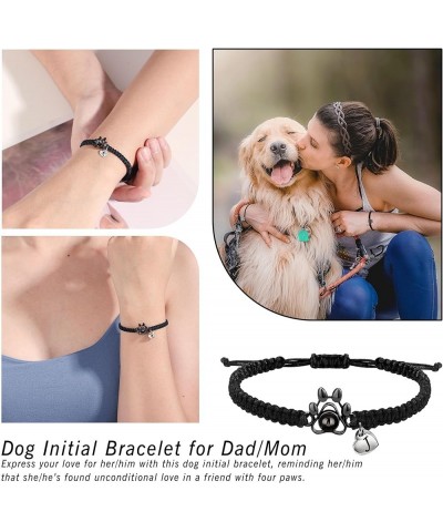 Dog Mom Gifts Dog Paw Bracelets Adjustable Initial Bracelets for Women Teen Girls Dog Memorial Gifts for Loss of Dog Letter A...