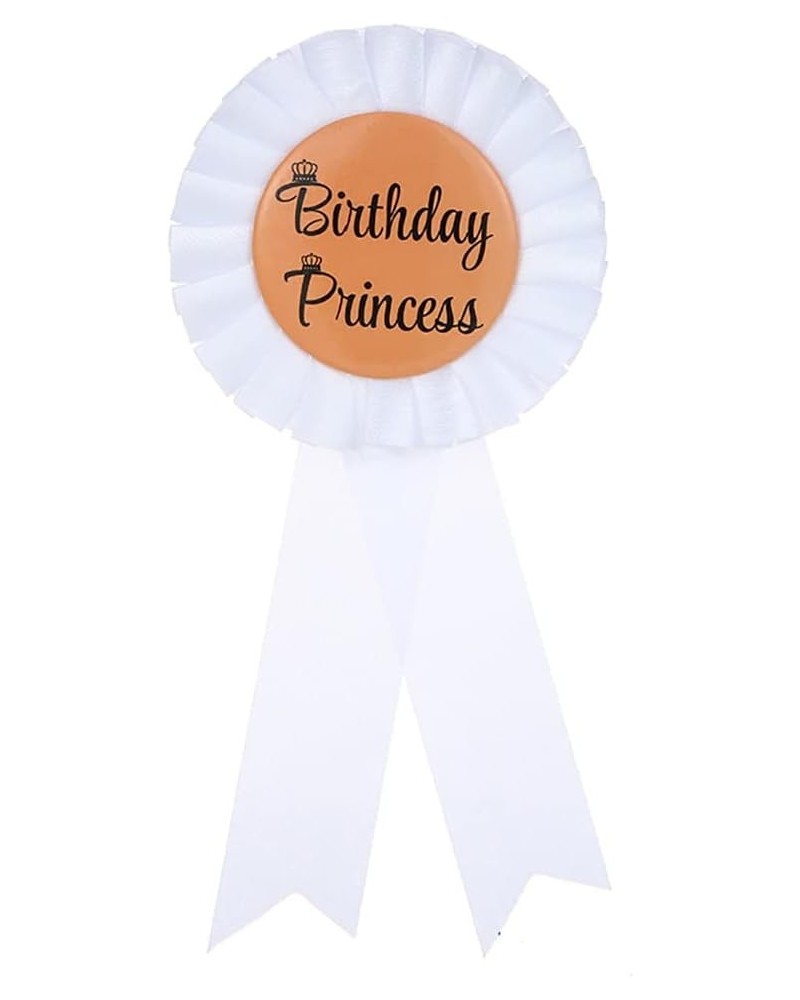 Birthday Princess Satin Fabric Tinplate Badge Pin Birthday Rosette Button Pins Birthday Party Accessory Brooch Pin Birthday P...