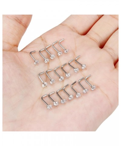 20G 18G Nose Rings Studs Hypoallergenic 316L Surgical Steel L Shaped Nose Rings Silver Nostril Nose Studs Piercing Jewelry fo...