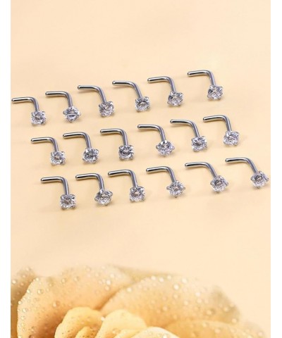 20G 18G Nose Rings Studs Hypoallergenic 316L Surgical Steel L Shaped Nose Rings Silver Nostril Nose Studs Piercing Jewelry fo...