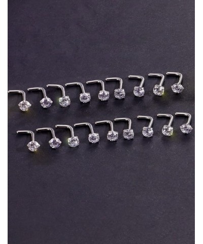 20G 18G Nose Rings Studs Hypoallergenic 316L Surgical Steel L Shaped Nose Rings Silver Nostril Nose Studs Piercing Jewelry fo...