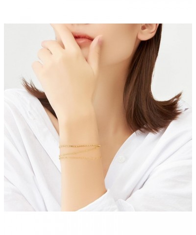 Bracelets for Women,14K Gold Plated Stackable Bracelets Dainty Trendy Tiny Thin Bracelet Set Stack Chain Minimalist Jewelry F...