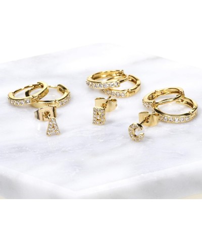 BEYA LUX Initial Earrings – 3-Pack Gold Huggie Hoop Earrings with Gold Initial Charm – 18K Gold Plated Jewelry – Elegant Gold...