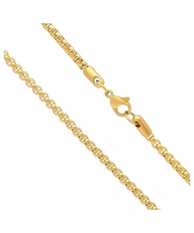 3mm 24k Yellow Gold Plated Stainless Steel Square Box Chain Necklace 22.0 Inches $17.20 Necklaces