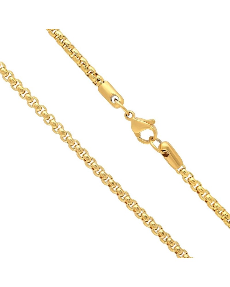 3mm 24k Yellow Gold Plated Stainless Steel Square Box Chain Necklace 22.0 Inches $17.20 Necklaces